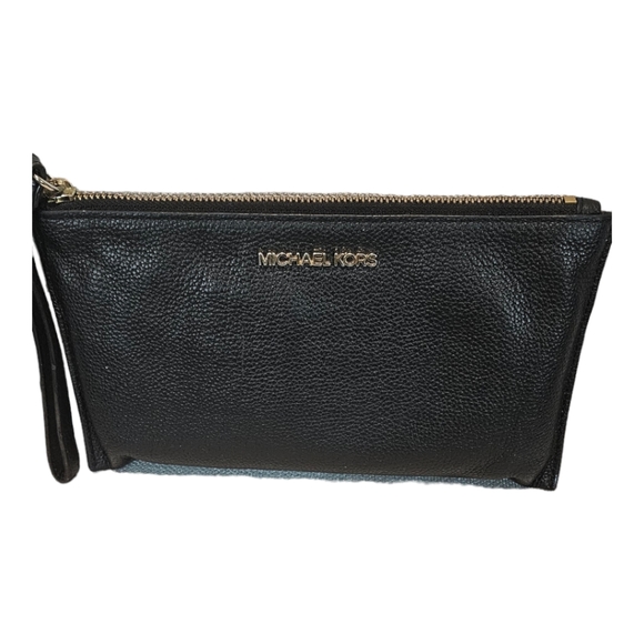 Michael Kors Ladies Black Leather Zip Top Closure Wristlet - Picture 13 of 13